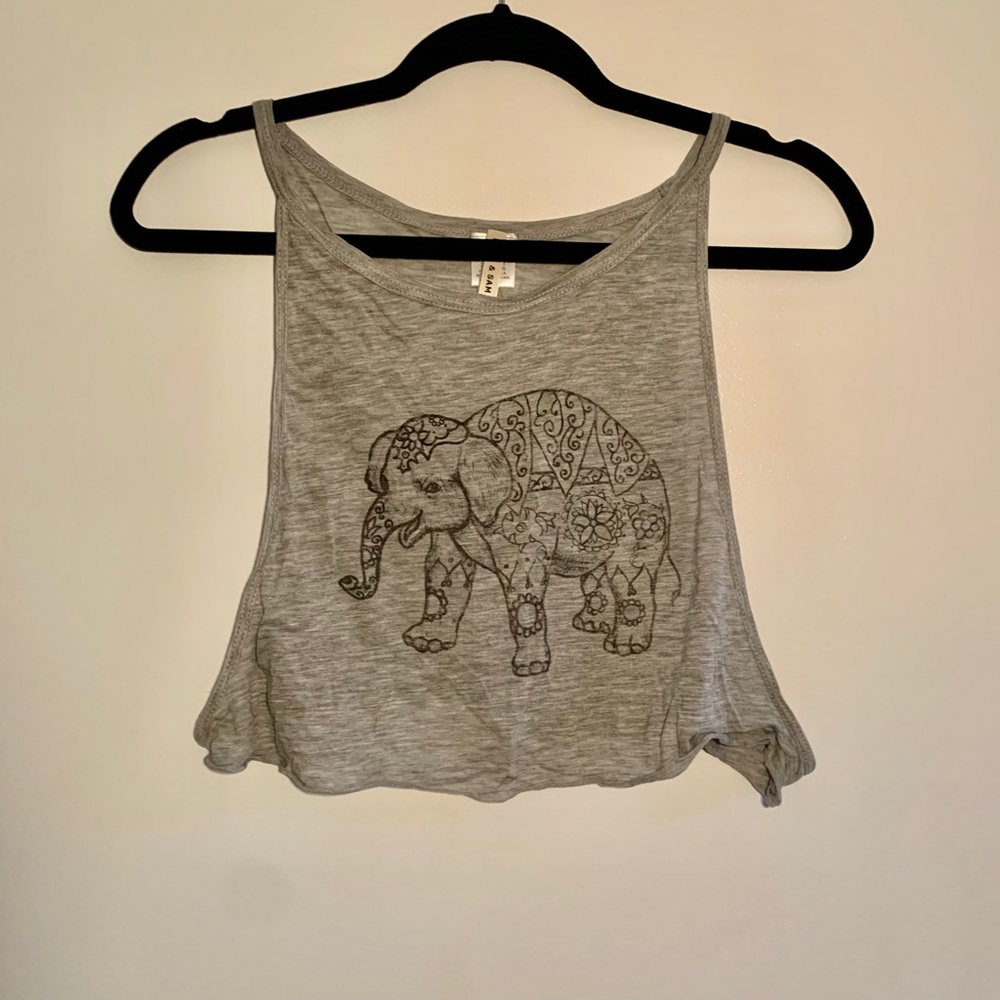 Emma & Sam Elephant Graphic Crop Tank Top